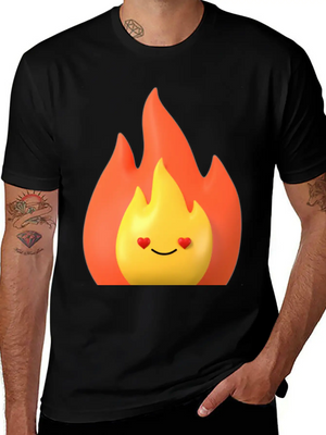 "BlazeLoveEmote: Fiery Flaming Hot Emotion Love Soft Cotton Short Sleeve Tee – Unisex Wardrobe Staple
